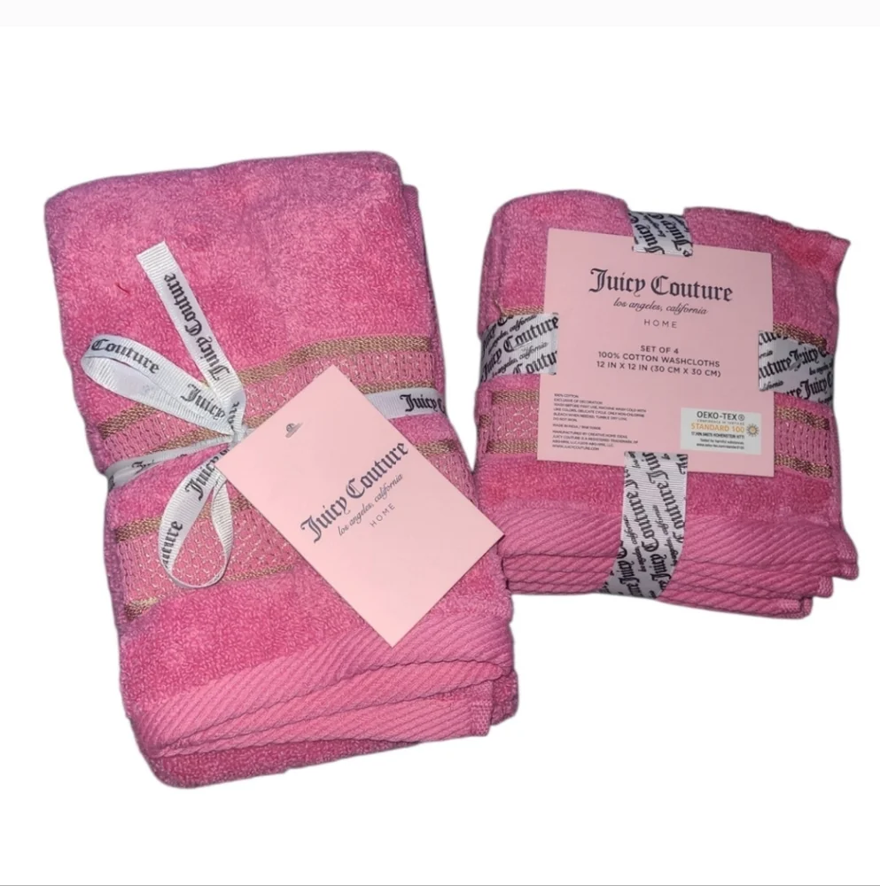 💕NWT 3pc Juicy Couture Pink Towel Set